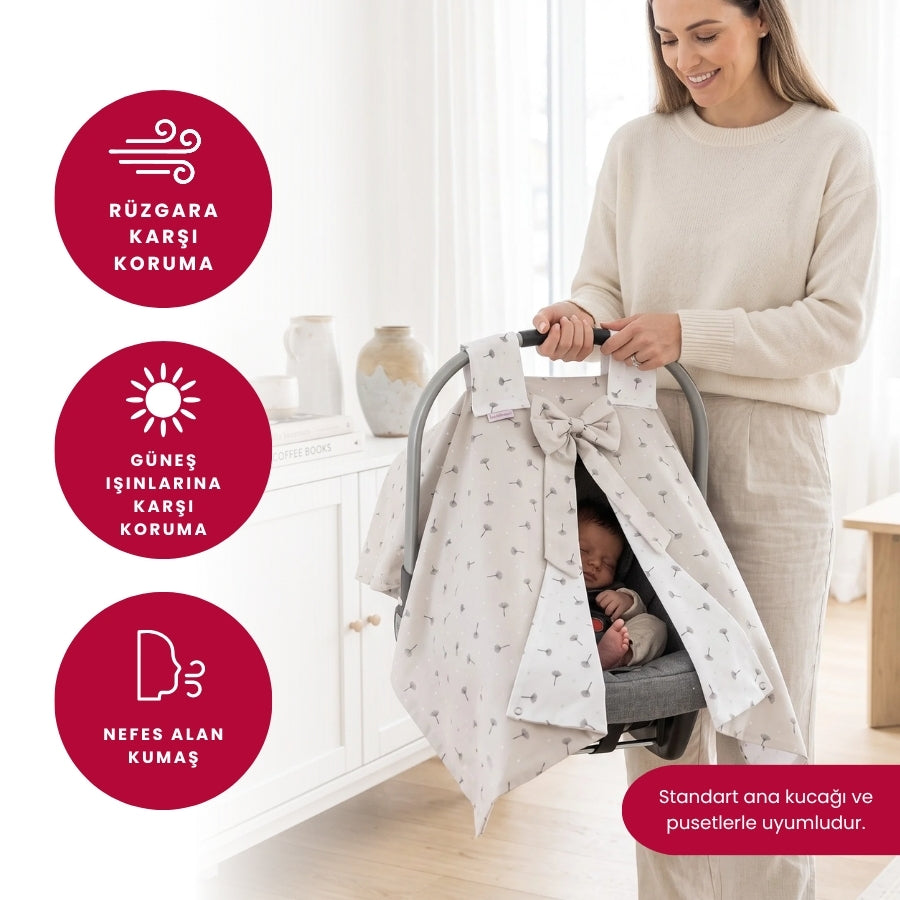 %100 Pamuk Poplin Puset, Ana Kucağı ve Bebek Arabası Örtüsü