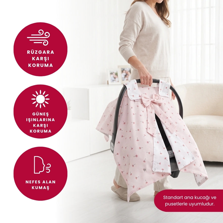 %100 Pamuk Poplin Puset, Ana Kucağı ve Bebek Arabası Örtüsü