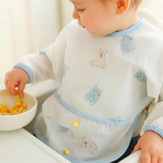 Kollu Tafetta Sıvı Geçirmez Mama Önlüğü